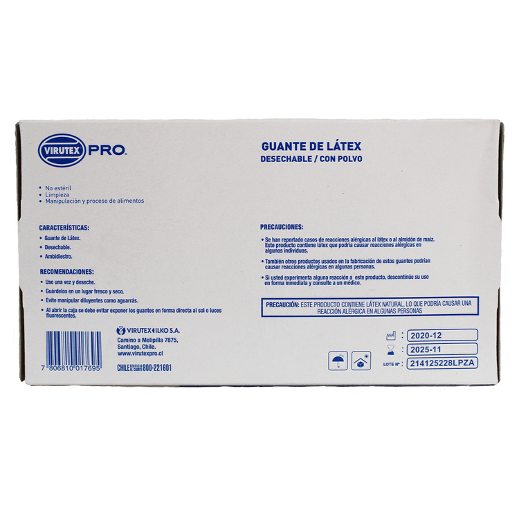 Guantes de Látex Virutex Pro Examinación Con Polvo Talla S Blanco 100 Unidades - Imagen 3