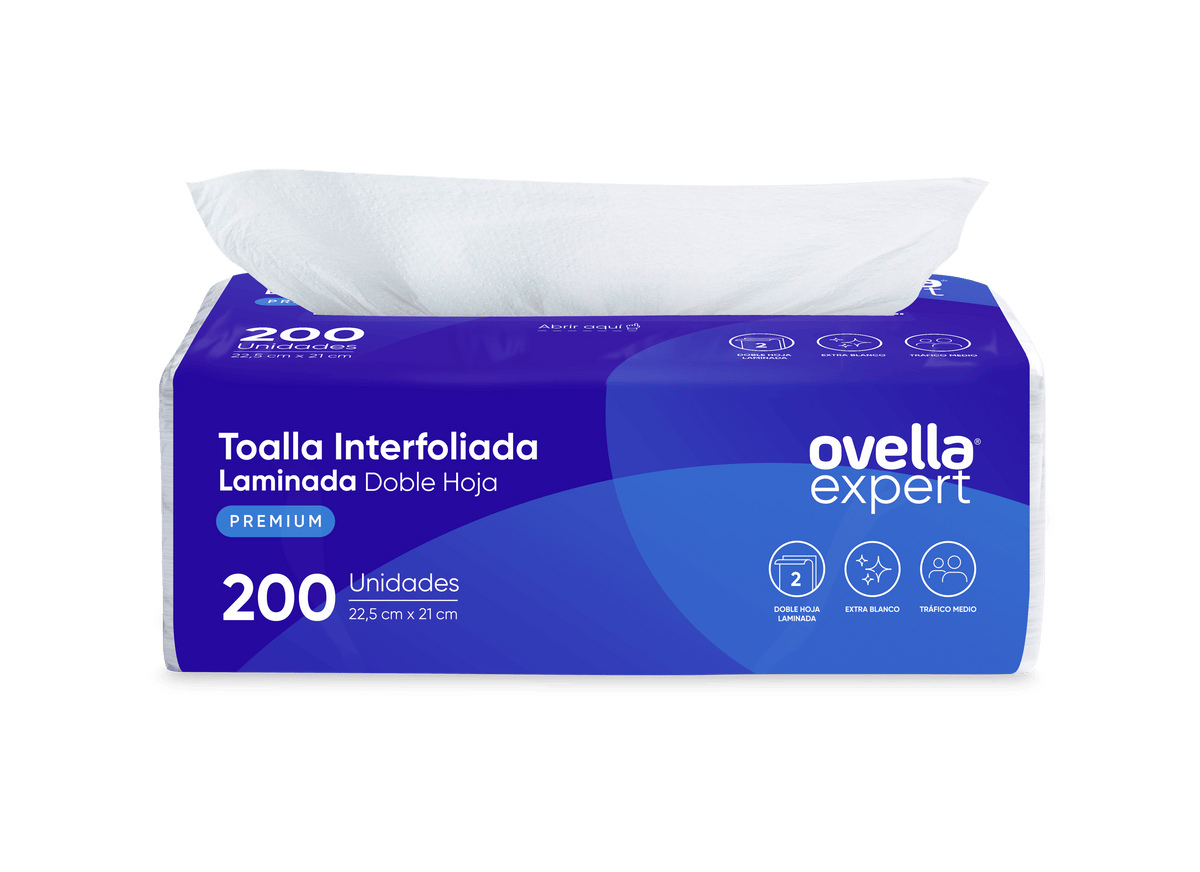 Toalla de Papel Ovella Premium Interfoliada Doble Hoja 200 Unidades - Imagen 1