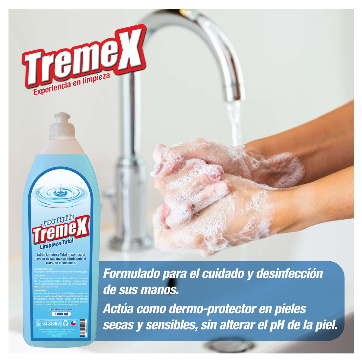 Jabón Líquido Tremex Hygienic con Triclosán 1 L - Imagen 4