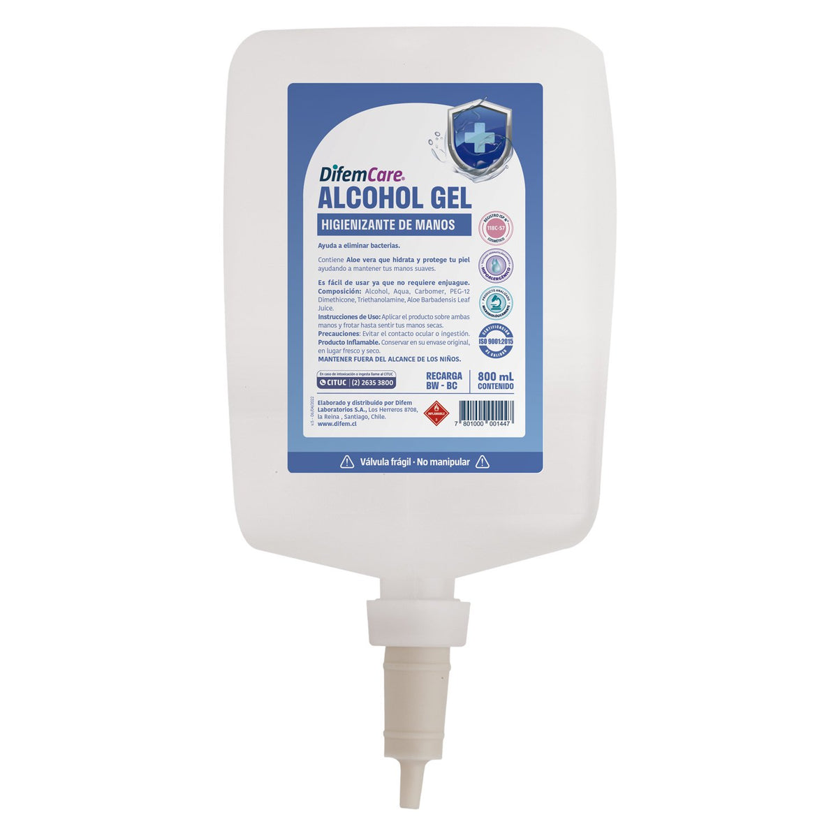 Alcohol Gel Difem Care Higienizante de Manos 70% 800 ml - Imagen 1