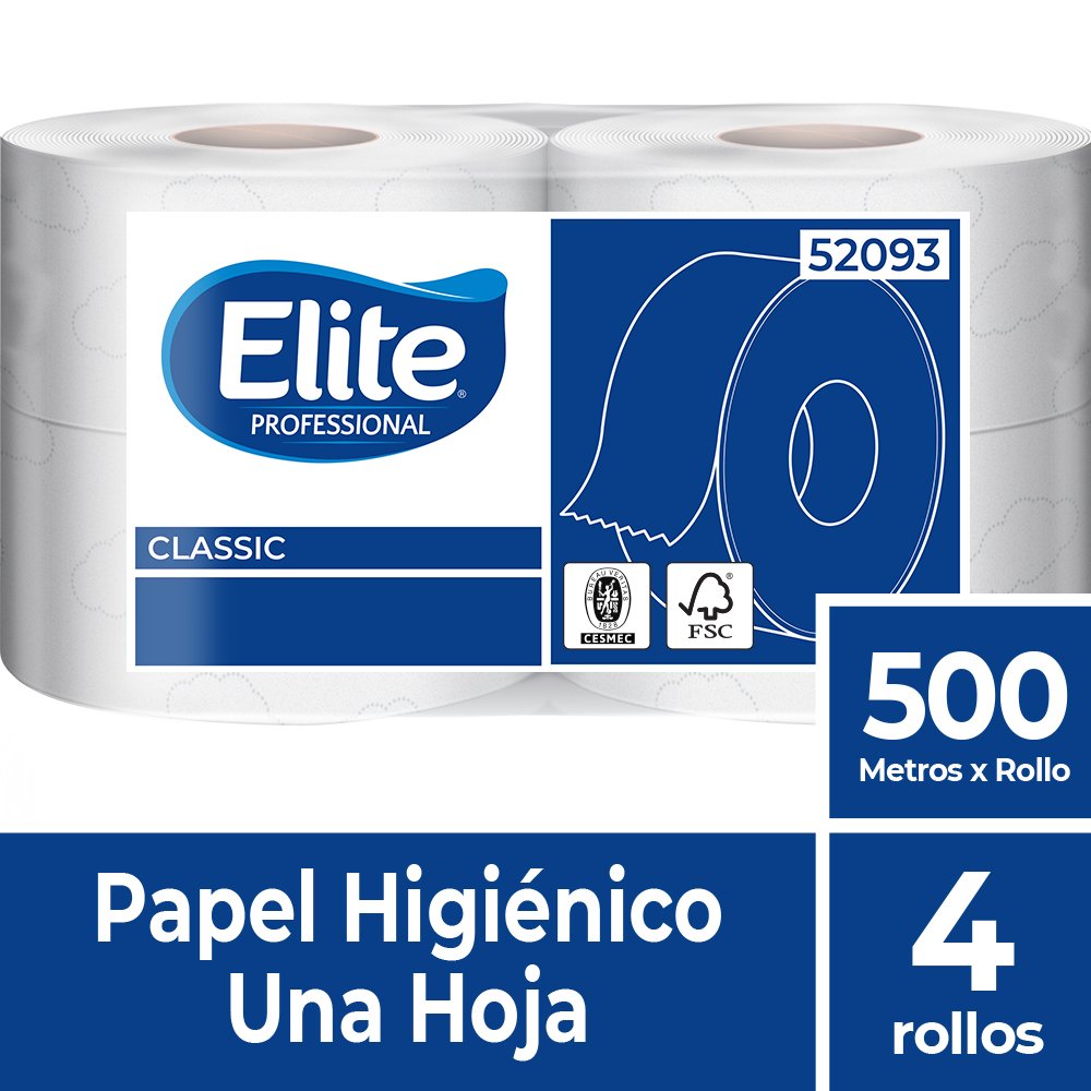Papel Higiénico Elite Classic Hoja Simple 4 Rollos 500 m - Imagen 2