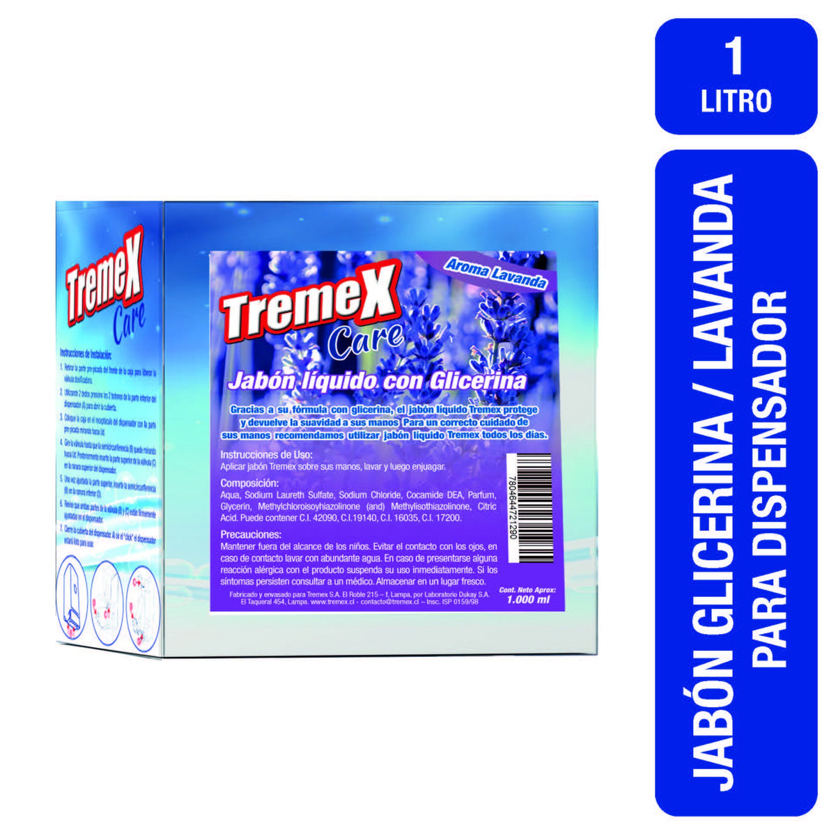 Jabón Líquido para Dispensador Tremex Care Lavanda con glicerina 1 L - Imagen 2