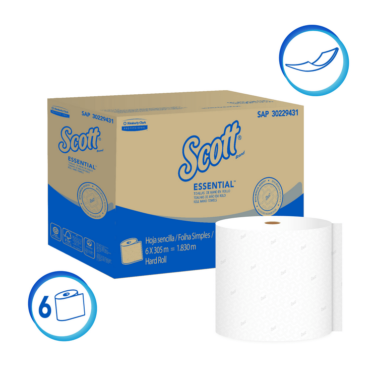Toalla de Papel Scott Jumbo 6 Rollos 305 m Hoja Simple - Imagen 1