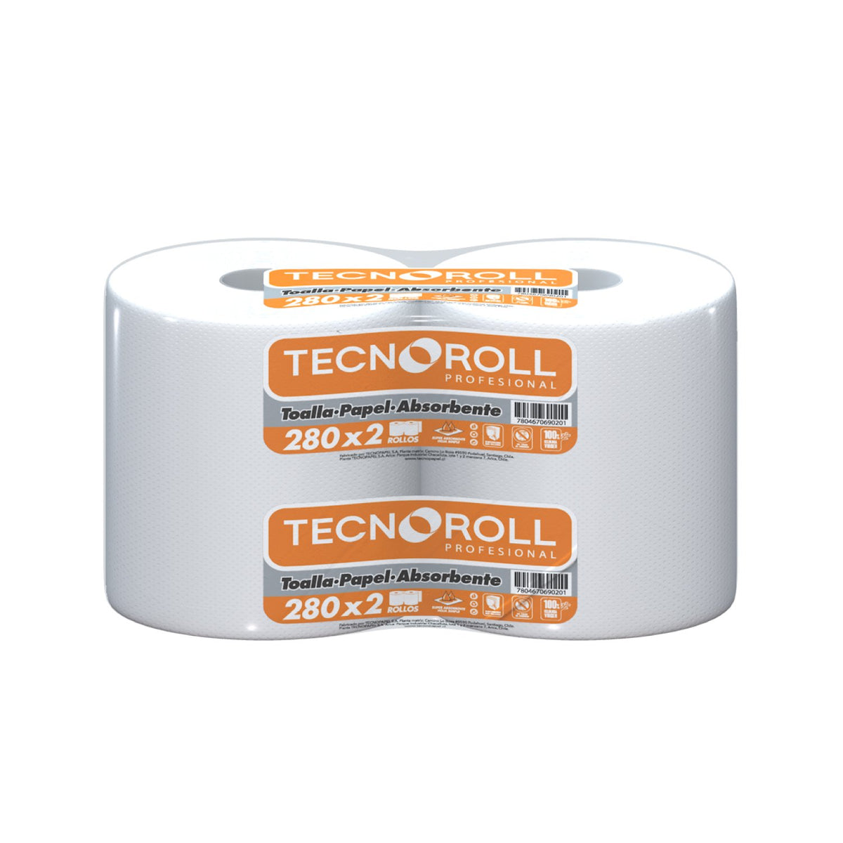 Toalla de Papel Tecnoroll Jumbo 2 Rollos 280 m Hoja Simple - Imagen 1