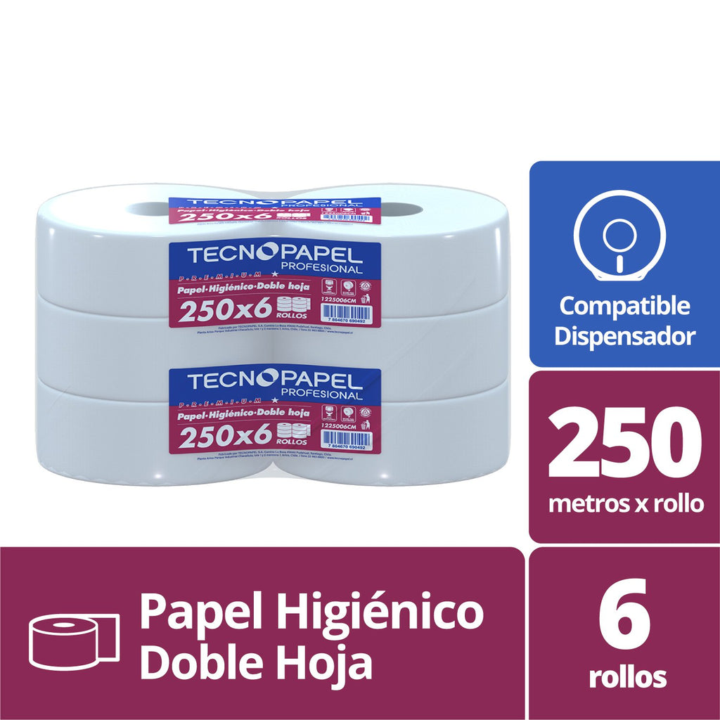 Papel Higiénico Tecnopapel Premium Doble Hoja 6 Rollos 250 m - Imagen 2
