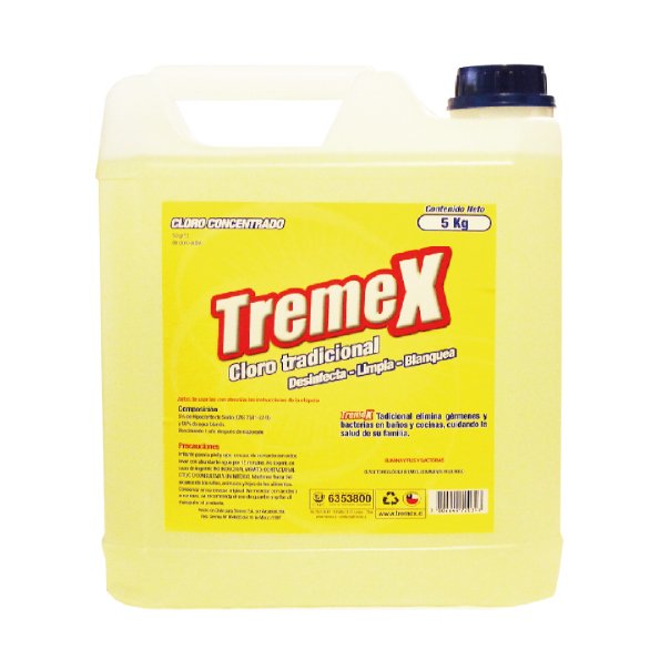 Cloro Tremex Tradicional Concentrado 5% Hipoclorito de Sodio 5 L - Imagen 1