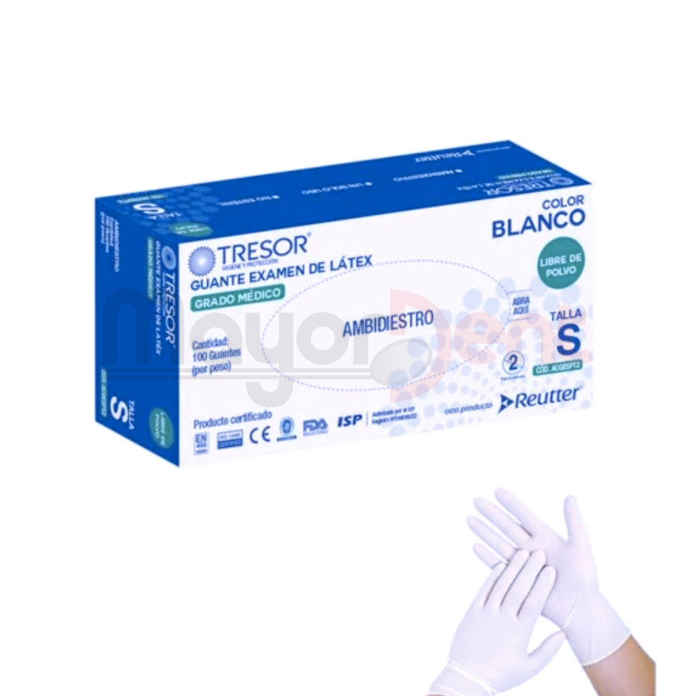 Caja de guantes latex sin polvo, TRESOR