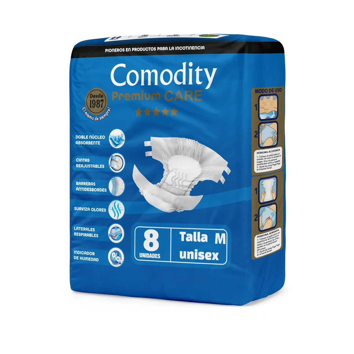 Pañal para Adulto Comodity Premium Care M 8 Unidades - Imagen 1