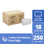 Toalla de Papel Tecnoroll Interfoliada Hoja Simple 18 Paquetes de 250 Unidades - Imagen 2