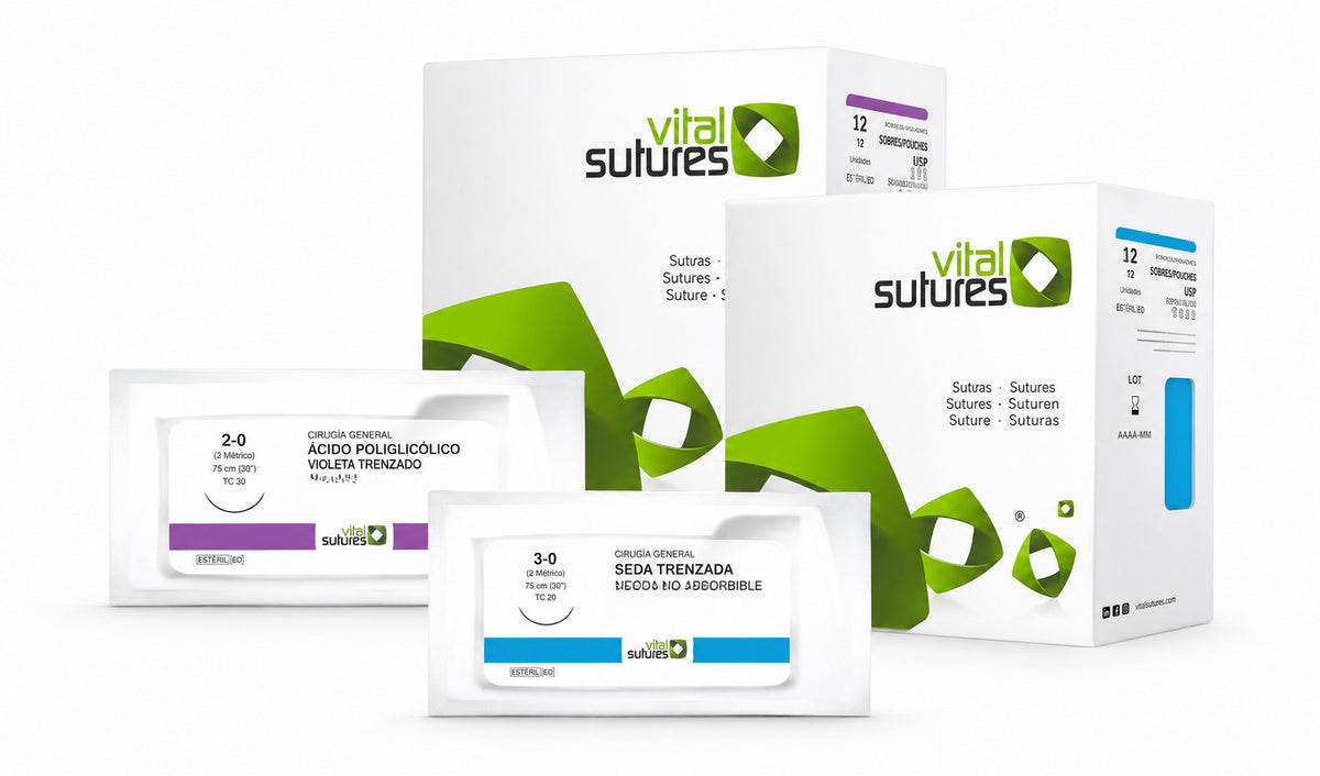 Sutura Ácido Poliglactin 4-0 Aguja 3/8 Circulo Cortante 20mm - VITAL SUTURES