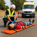 Tabla espinal rescate carretera uso real paramédico ambulancia accidente vial profesional - TuBotiquin Chile