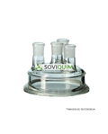 Tapa reactor DN 150. 4 bocas. Central NS 29/32. Laterales 3 x NS 29/32 Paralelo