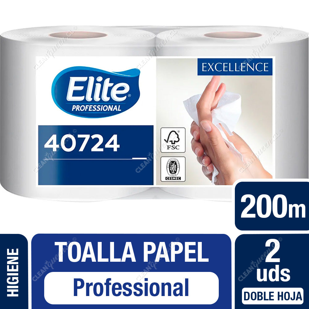 Toalla de Papel Elite Professional Doble Hoja 200 mts c/u 2 Unid