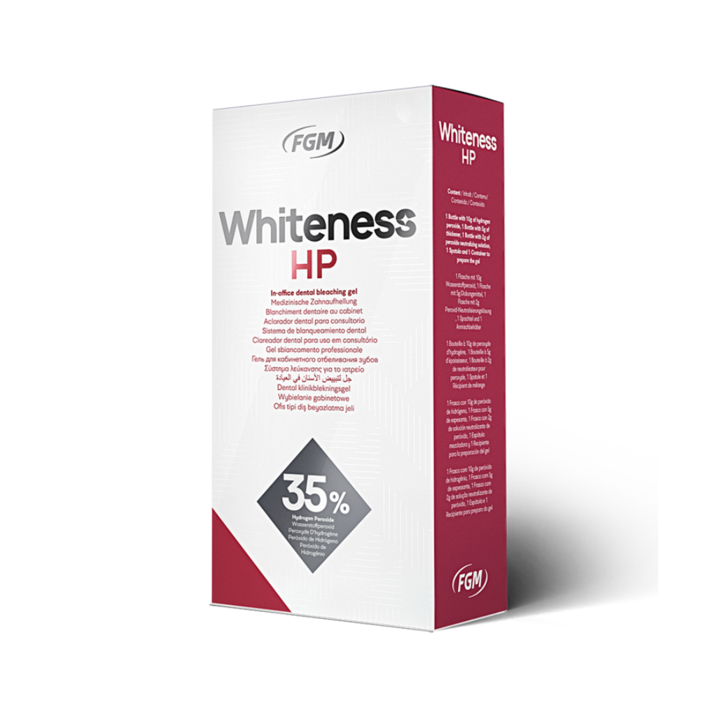 Blanqueamiento Whiteness HP 3 pacientes (Peróxido de Hidrógeno 35%) FGM - eksadental